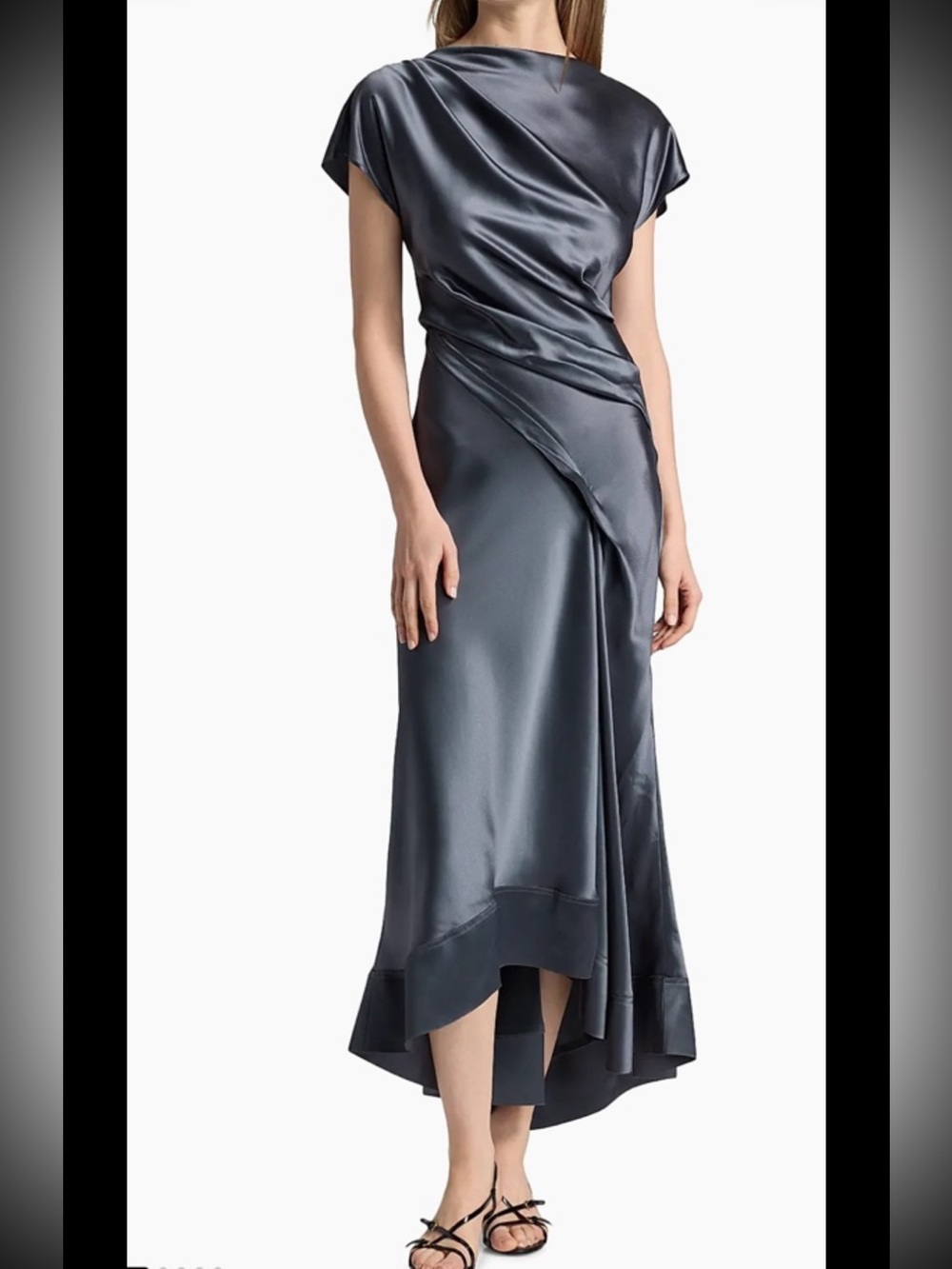 Acler Glatton Gathered Satin Maxi Dress,sz 6, New, Gray - Picture 2 of 15